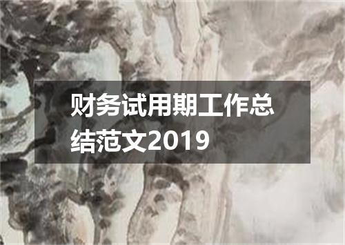 财务试用期工作总结范文2019