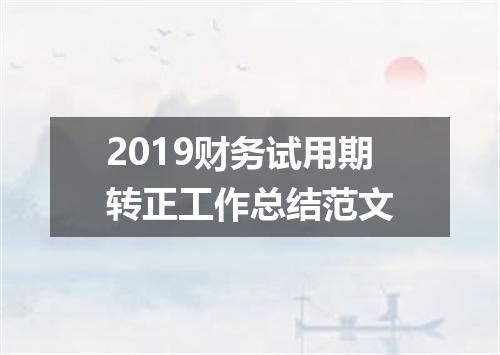 2019财务试用期转正工作总结范文