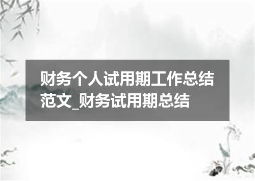 财务个人试用期工作总结范文_财务试用期总结