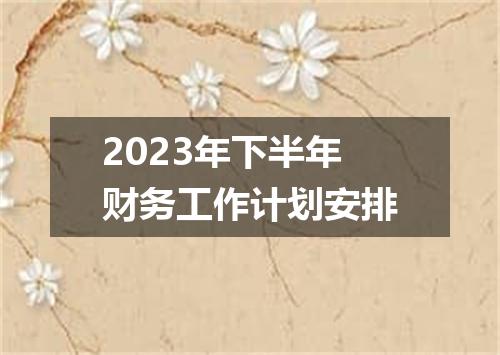 2023年下半年财务工作计划安排
