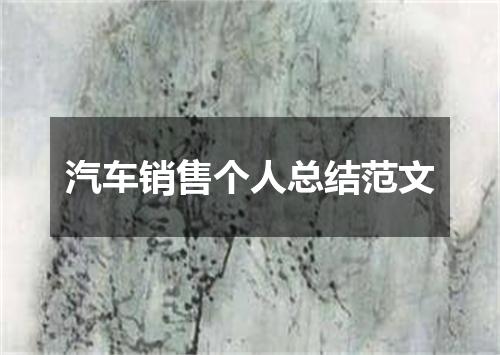 汽车销售个人总结范文