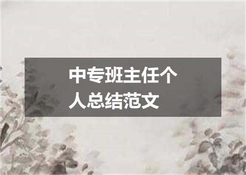 中专班主任个人总结范文
