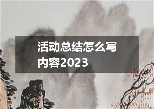 活动总结怎么写内容2023