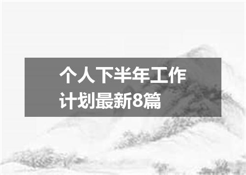 个人下半年工作计划最新8篇