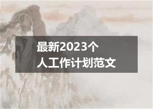 最新2023个人工作计划范文