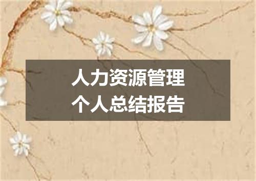 人力资源管理个人总结报告