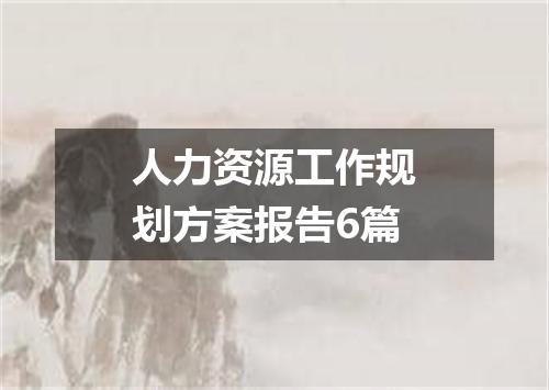 人力资源工作规划方案报告6篇