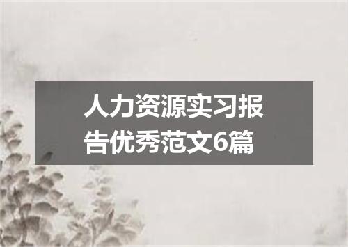 人力资源实习报告优秀范文6篇