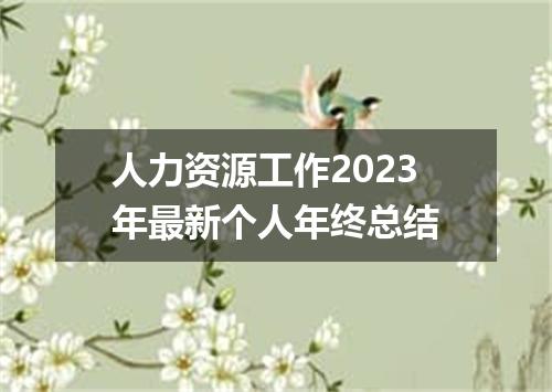 人力资源工作2023年最新个人年终总结