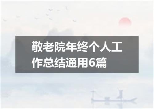 敬老院年终个人工作总结通用6篇