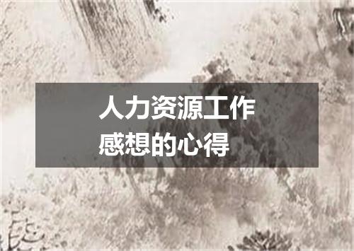 人力资源工作感想的心得