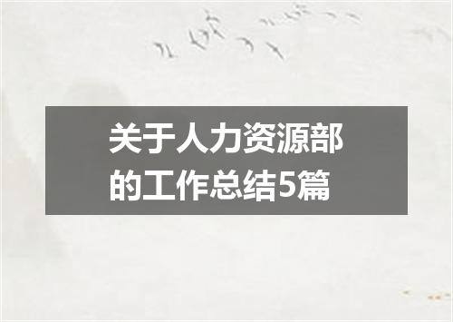 关于人力资源部的工作总结5篇