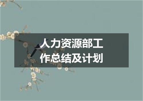 人力资源部工作总结及计划
