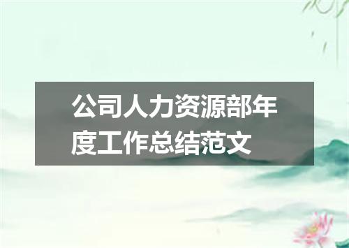 公司人力资源部年度工作总结范文