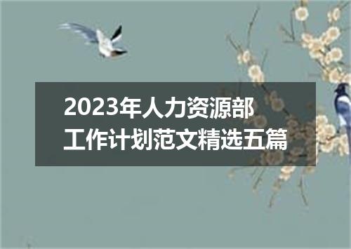 2023年人力资源部工作计划范文精选五篇