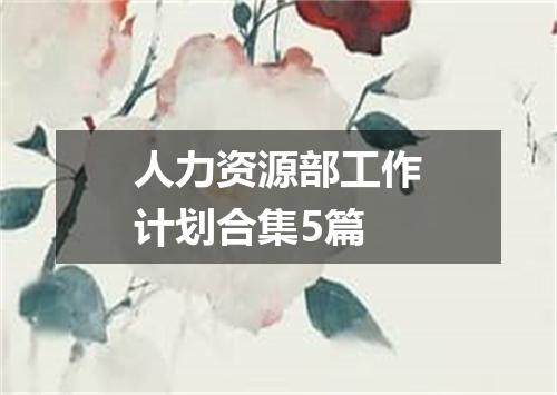 人力资源部工作计划合集5篇