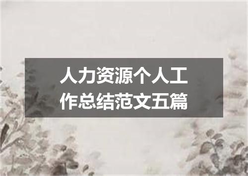 人力资源个人工作总结范文五篇