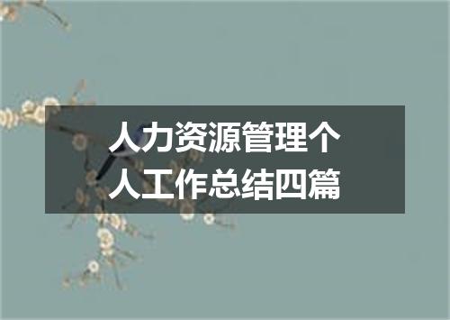 人力资源管理个人工作总结四篇