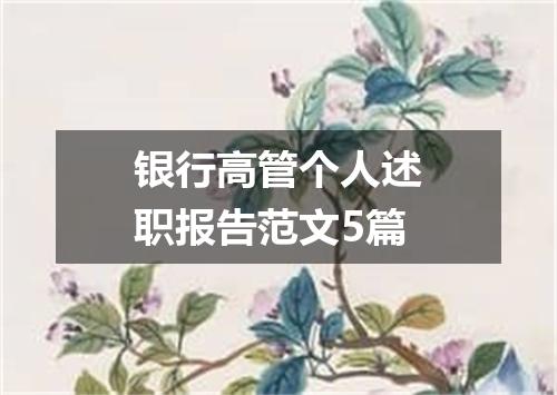 银行高管个人述职报告范文5篇