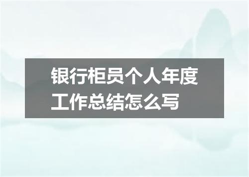 银行柜员个人年度工作总结怎么写