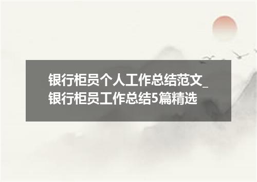 银行柜员个人工作总结范文_银行柜员工作总结5篇精选