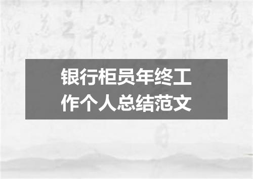 银行柜员年终工作个人总结范文
