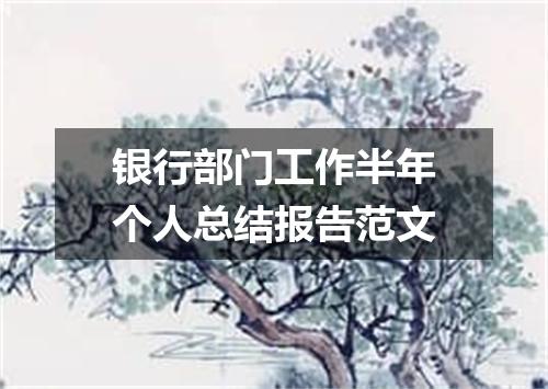 银行部门工作半年个人总结报告范文
