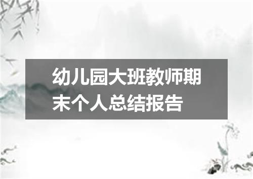 幼儿园大班教师期末个人总结报告