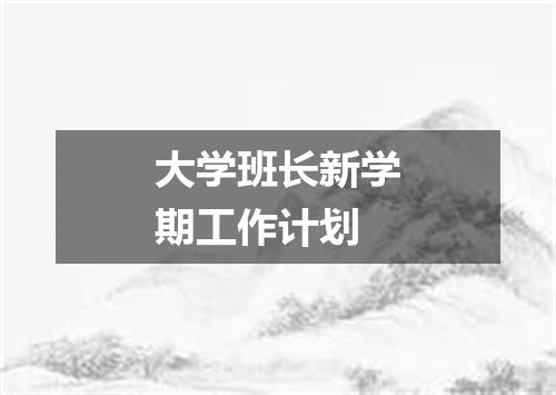 大学班长新学期工作计划