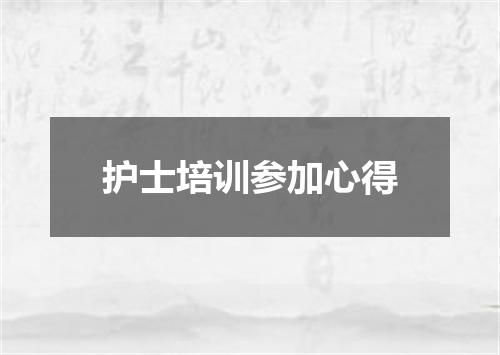 护士培训参加心得