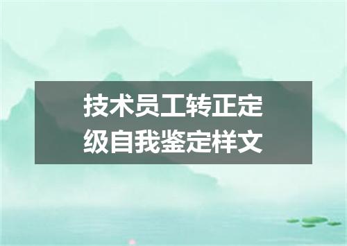 技术员工转正定级自我鉴定样文