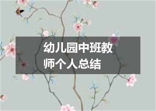 幼儿园中班教师个人总结