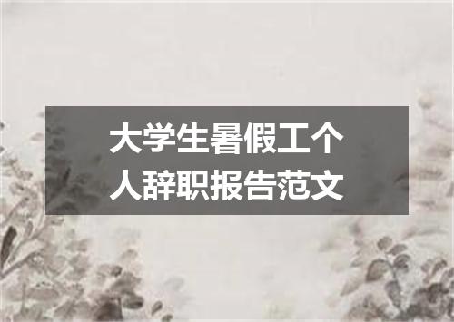 大学生暑假工个人辞职报告范文