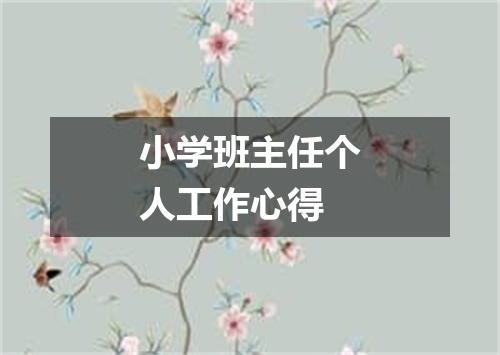 小学班主任个人工作心得