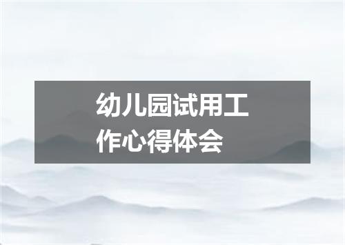 幼儿园试用工作心得体会