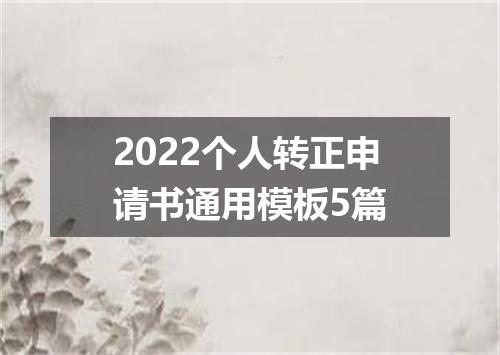 2022个人转正申请书通用模板5篇