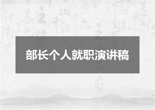 部长个人就职演讲稿