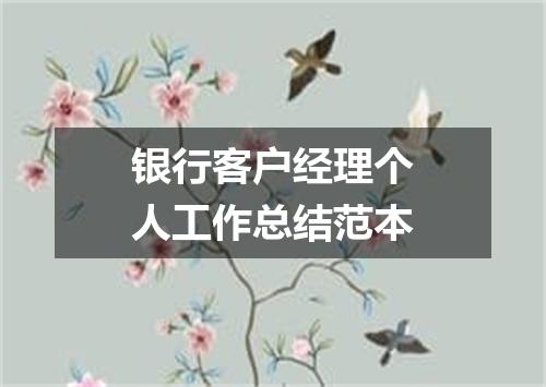 银行客户经理个人工作总结范本