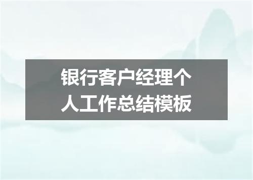 银行客户经理个人工作总结模板