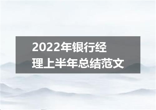 2022年银行经理上半年总结范文