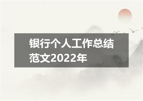 银行个人工作总结范文2022年