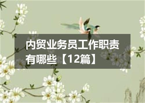 内贸业务员工作职责有哪些【12篇】