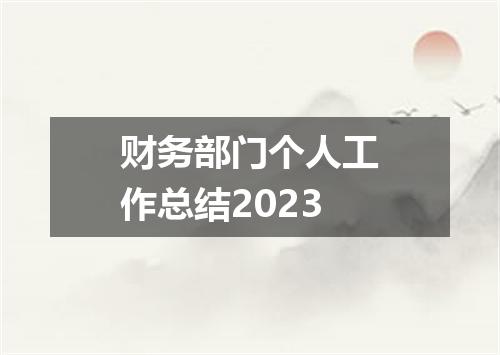 财务部门个人工作总结2023
