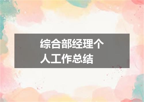 综合部经理个人工作总结