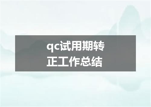qc试用期转正工作总结