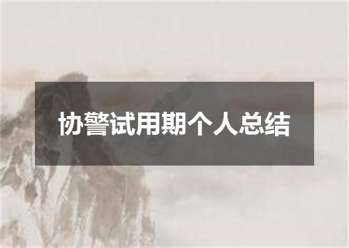 协警试用期个人总结