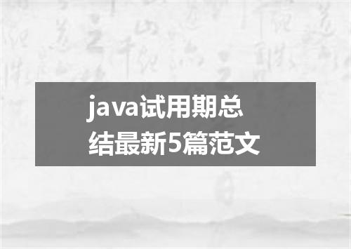 java试用期总结最新5篇范文