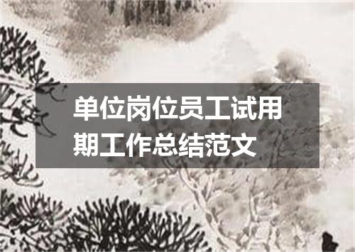 单位岗位员工试用期工作总结范文