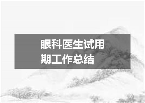 眼科医生试用期工作总结