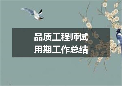 品质工程师试用期工作总结